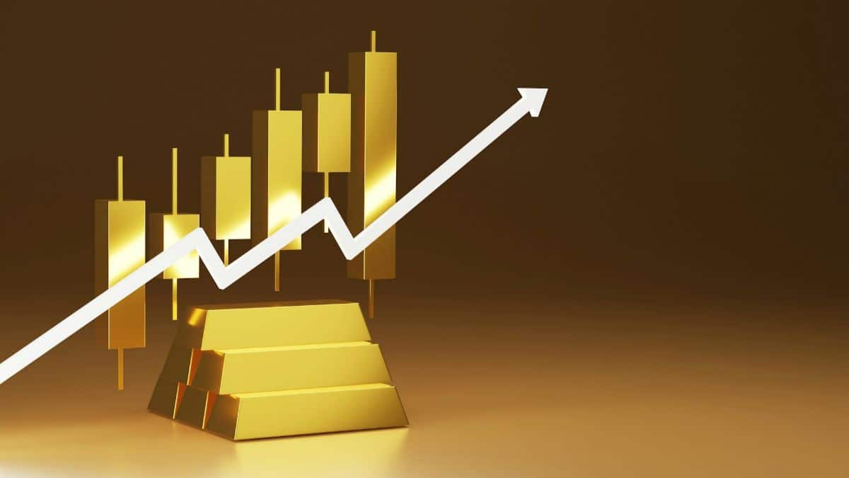 Investissement en or 2025 - Lingots d'or et graphique de cours en hausse